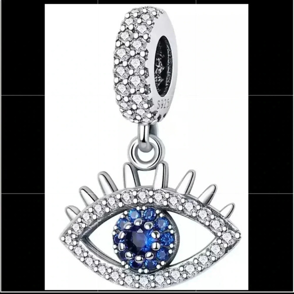 S925 Stamped Evil Eye Charm - Picture 1 of 6